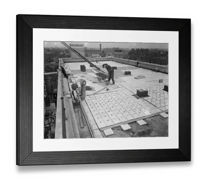 Framed Print : Workers from Val De Travers Asphalt Limited, a paving company, working on paving Framed Print : Workers from Val De Travers Asphalt Limited, a paving company, working on paving