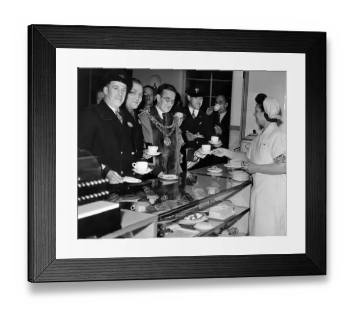 Framed Print : 1000 London Transport men attached to the West Ham Trolleybus Depot have a new canteen Framed Print : 1000 London Transport men attached to the West Ham Trolleybus Depot have a new canteen