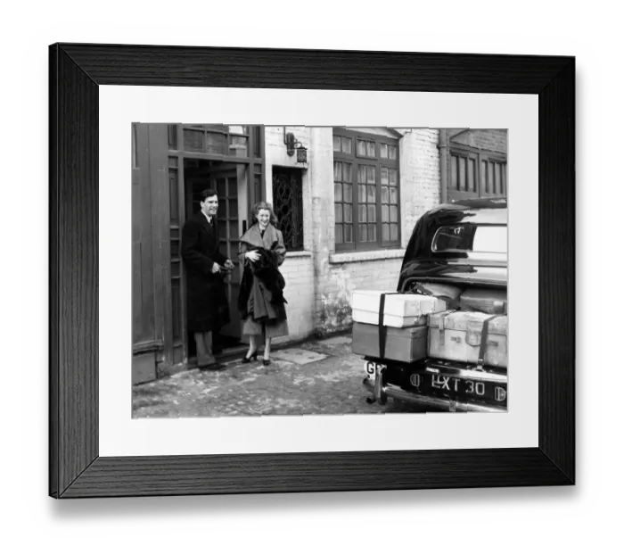 Framed Print : Moira Shearer and her husband, Ludovic Kennedy, looking at their house for the last time