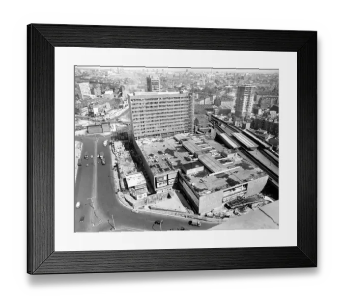 Framed Print : Aerial view of the construction of the Elephant and Castle shopping centre - new Framed Print : Aerial view of the construction of the Elephant and Castle shopping centre - new