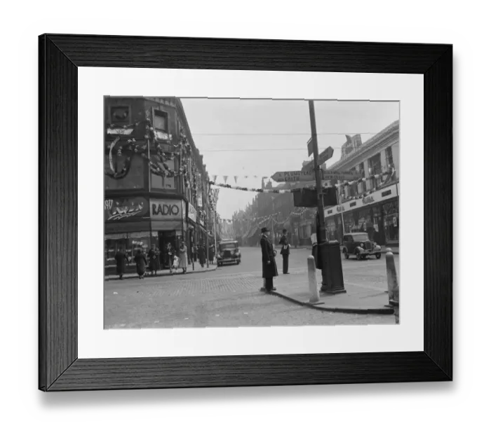 Framed Print : Coronation decorations at Woolwich. 6 May 1937 Framed Print : Coronation decorations at Woolwich. 6 May 1937