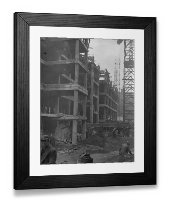 Framed Print : Men engaged on the building of a new wing at the Great Ormond Street Hospital declared Framed Print : Men engaged on the building of a new wing at the Great Ormond Street Hospital declared