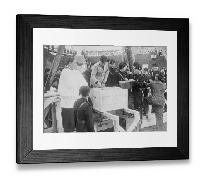 Framed Print : Mussolini spreads. Duce lays foundation stone at Cinema City. Signor Mussolini
