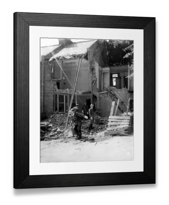 Framed Print : Home front 1940. Bomb damage at Crayford Framed Print : Home front 1940. Bomb damage at Crayford