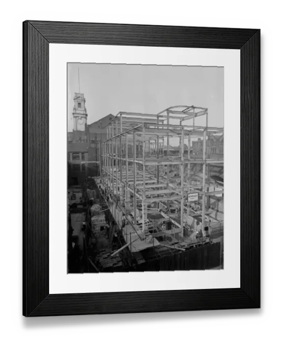 Framed Print : Shoreditch Town Hall, steelwork by E Wood and Company. 1937 Framed Print : Shoreditch Town Hall, steelwork by E Wood and Company. 1937