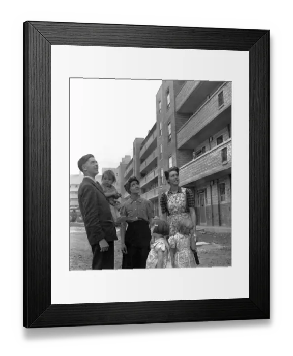 Framed Print : Outside the council flats built by the labour LCC in Islington, North London. By election