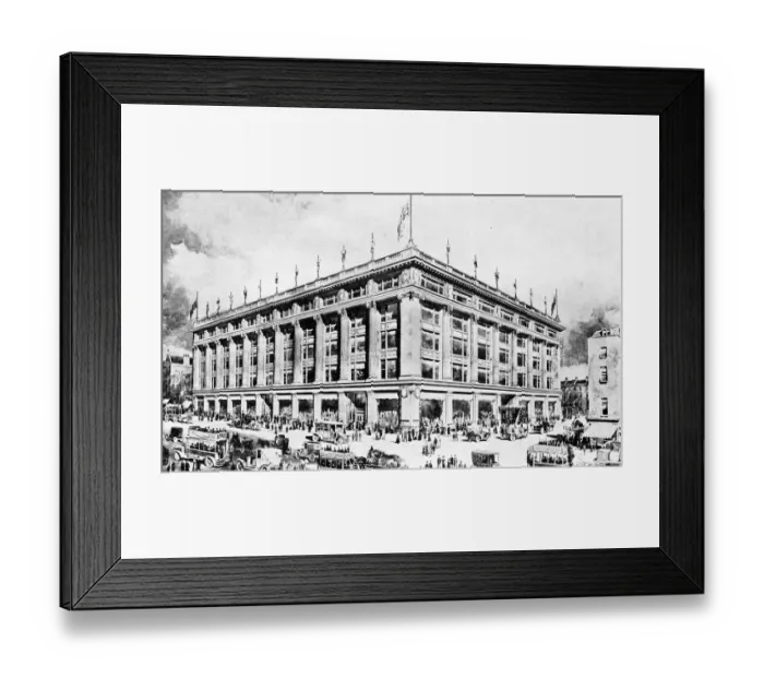 Framed Print : The commencement of the building of the Selfridge store on the corner of Oxford Street