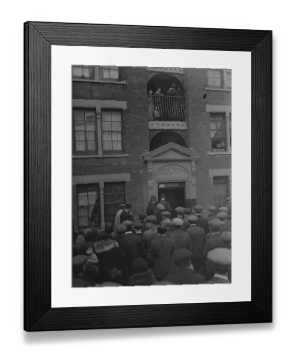 Framed Print : Bailiffs evict mother and eight children from tenement home at Bermondsey