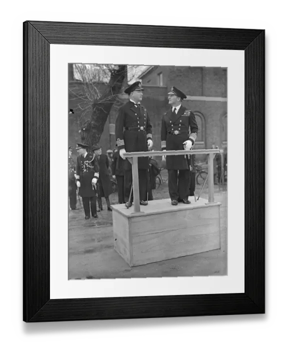 Framed Print : Admiral Evan inspects Navy training school commanded by man who rose from boy to Captains rank Framed Print : Admiral Evan inspects Navy training school commanded by man who rose from boy to Captains rank