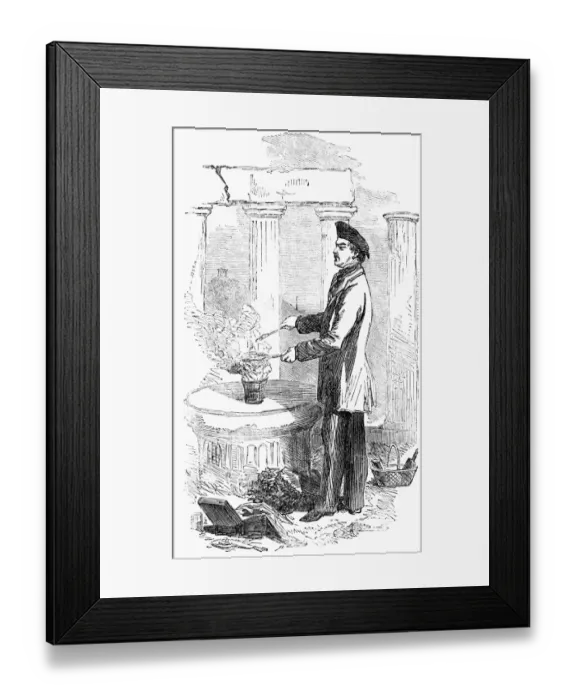 Framed Print : Alexis Soyer cooks in the ancient Parthenon, on a fallen capital of the stupendous Framed Print : Alexis Soyer cooks in the ancient Parthenon, on a fallen capital of the stupendous