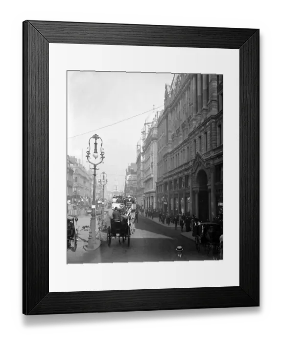 Framed Print : London street scene. Looking down the busy Strand to St Mary - le - Strand church, London Framed Print : London street scene. Looking down the busy Strand to St Mary - le - Strand church, London