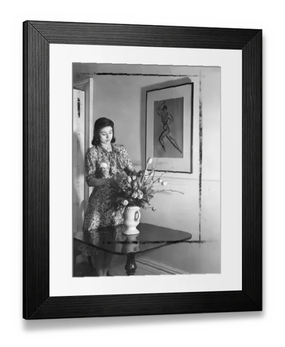 Framed Print : Margot Fonteyn at home. A charming study of Margot Fonteyn, as she arranges tulips Framed Print : Margot Fonteyn at home. A charming study of Margot Fonteyn, as she arranges tulips