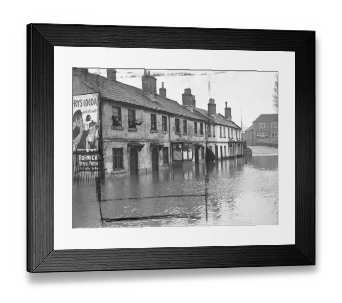 Framed Print : The River biss, swollen by melted snow, has overflowed its banks at Trowbridge, Wilts Framed Print : The River biss, swollen by melted snow, has overflowed its banks at Trowbridge, Wilts