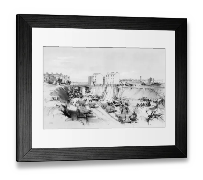 Framed Print : From Bournes drawings of the London and Birmingham Railway 1839 Building the retaining Framed Print : From Bournes drawings of the London and Birmingham Railway 1839 Building the retaining