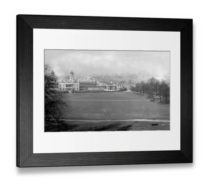 Framed Print : A view over Greenwich Park, London, looking towards the buildings of the Royal Framed Print : A view over Greenwich Park, London, looking towards the buildings of the Royal