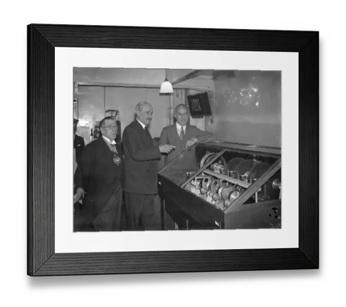 Framed Print : P. M. G. And Astronomer Royal Inaugurate Telephone Talking Clock. The Postmaster - general