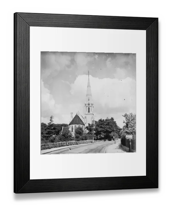 Framed Print : An exterior view of St John the Evangelist church in Bexley, London. 1939