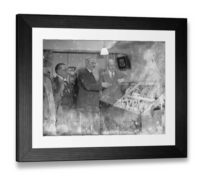 Framed Print : P. M. G. And Astronomer Royal Inaugurate Telephone Talking Clock. The Postmaster - general