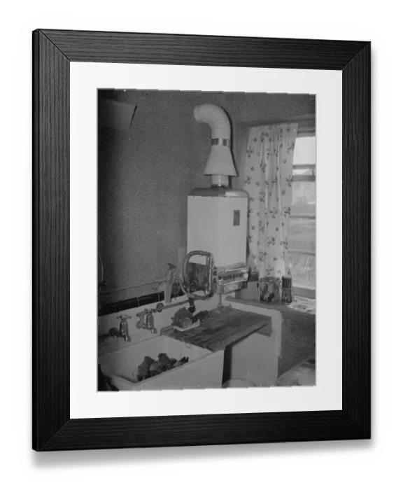 Framed Print : Geyser burst. N I H Ltd in Petts Wood. 12 April 1938
