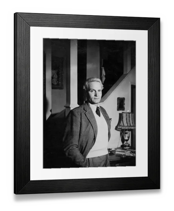 Framed Print : Charming study of Laurence Olivier, the actor, pictured in the London home today