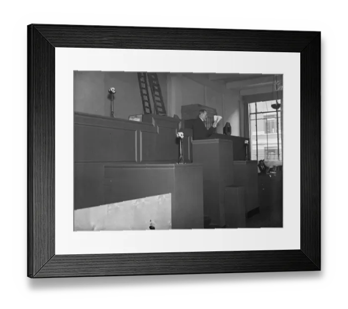 Framed Print : Testing wireless apparatus for Kings speech at Economic Conference. There is Framed Print : Testing wireless apparatus for Kings speech at Economic Conference. There is