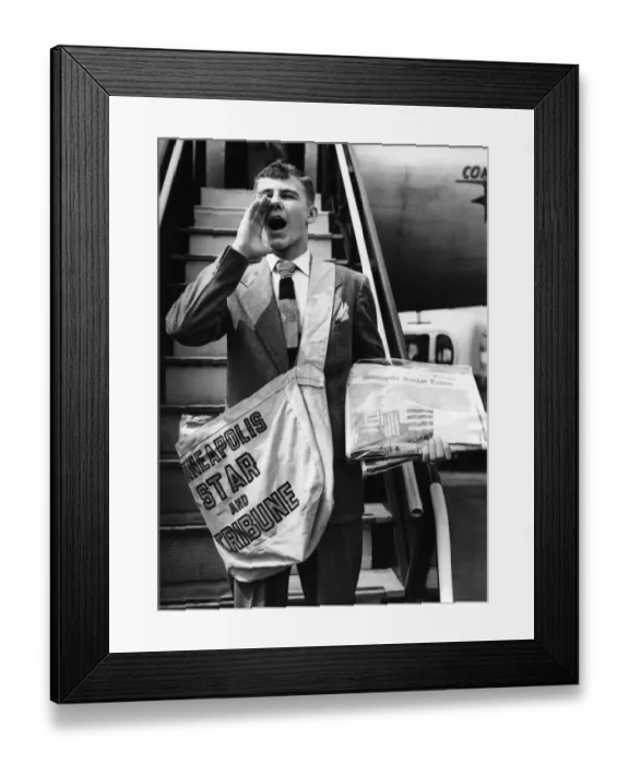 Framed Print : Champion American newspaper boy arrives in London. When the American Minneapolis Star Framed Print : Champion American newspaper boy arrives in London. When the American Minneapolis Star