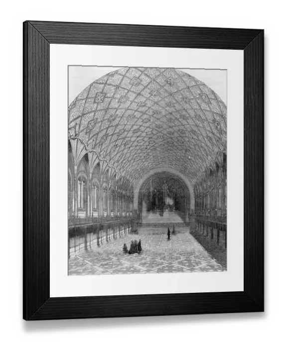 Framed Print : St Jamess Hall, to be erected between Piccadilly and Regent Street - Mr Owen Jones, Architect Framed Print : St Jamess Hall, to be erected between Piccadilly and Regent Street - Mr Owen Jones, Architect