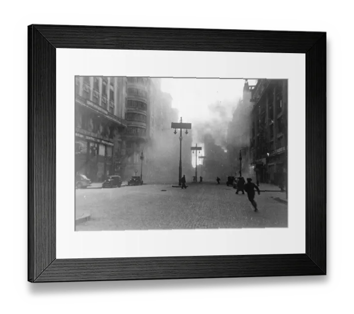 Framed Print : Madrid again under fire. Shell that killed three, injured 15. British women MPs in danger