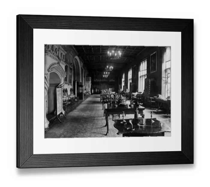 Framed Print : The Music room of Ashton Court, with a large organ situated at one end of the room Framed Print : The Music room of Ashton Court, with a large organ situated at one end of the room