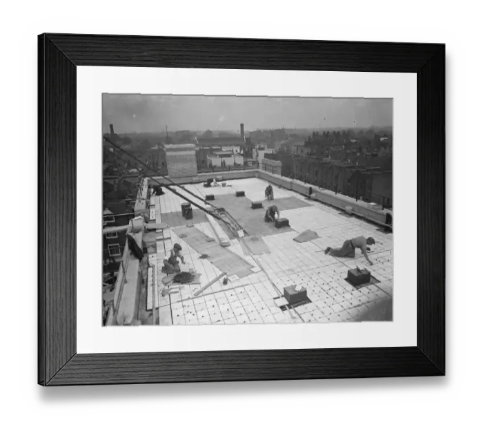 Framed Print : Workers from Val De Travers Asphalt Limited, a paving company, working on paving Framed Print : Workers from Val De Travers Asphalt Limited, a paving company, working on paving