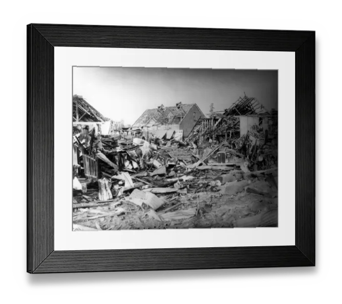 Framed Print : Home front 1940. The destruction caused by a German air raid