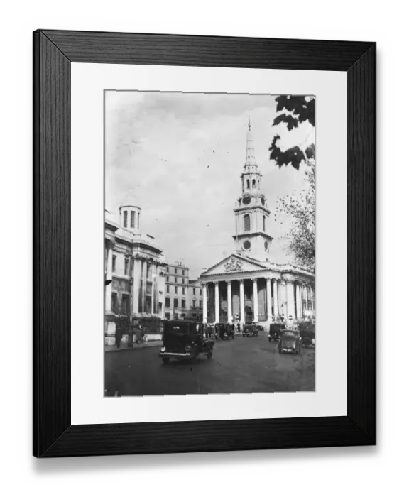 Framed Print : The famous London church. The Doric pillars and gracefully tapering spires of St Framed Print : The famous London church. The Doric pillars and gracefully tapering spires of St