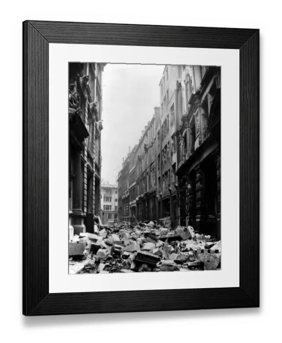 Framed Print : Mincing Lane after the Blitz, Second World War Framed Print : Mincing Lane after the Blitz, Second World War