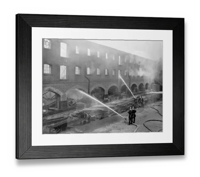 Framed Print : Thousands of gallons of water poared into burning railway depot. One of the biggest Framed Print : Thousands of gallons of water poared into burning railway depot. One of the biggest