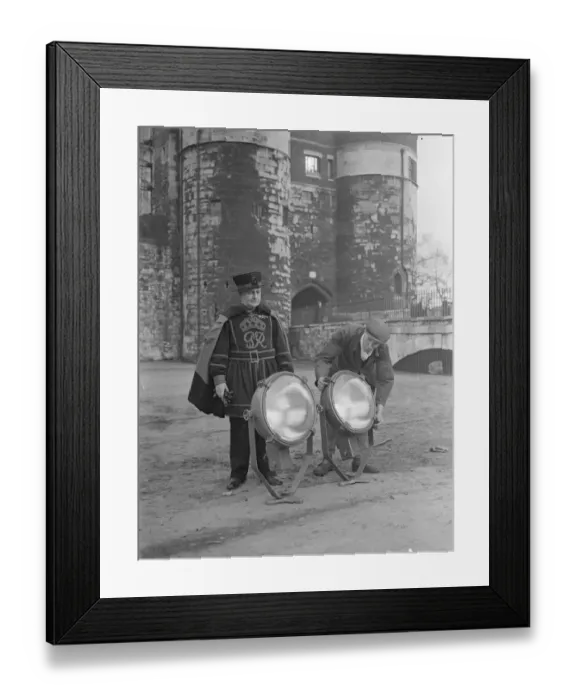 Framed Print : Floodlights installed at powerful coronation. Powerful lamps are being installed Framed Print : Floodlights installed at powerful coronation. Powerful lamps are being installed