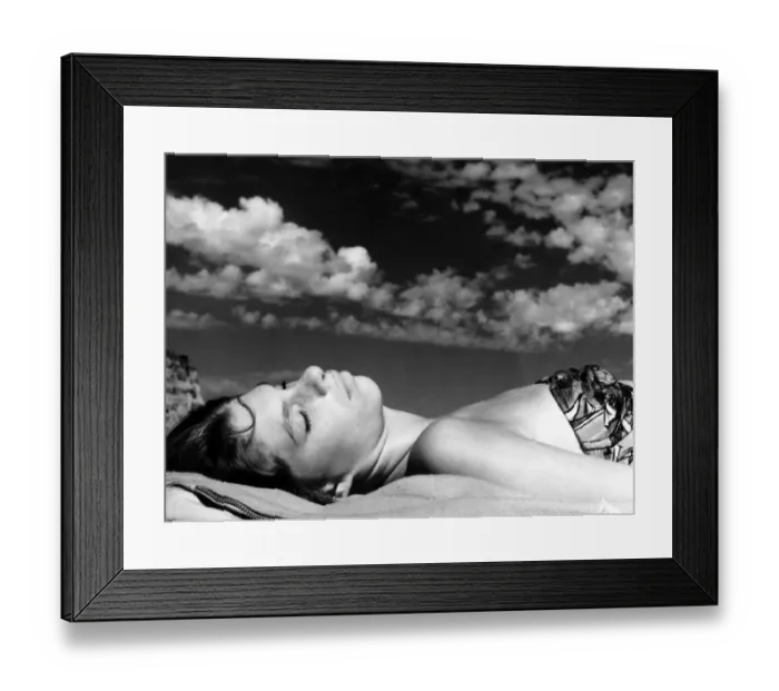 Framed Print : Anne sunbaking at Fairlight Beach, East Sussex, England Framed Print : Anne sunbaking at Fairlight Beach, East Sussex, England
