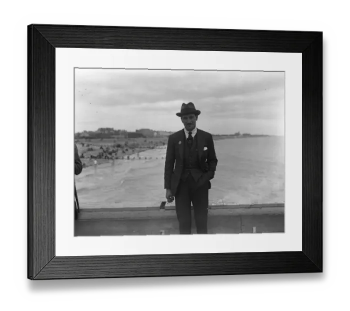 Framed Print : Taken at Littlehampton, Mr David Ffalcke, filmaker. 16th July 1918 Framed Print : Taken at Littlehampton, Mr David Ffalcke, filmaker. 16th July 1918