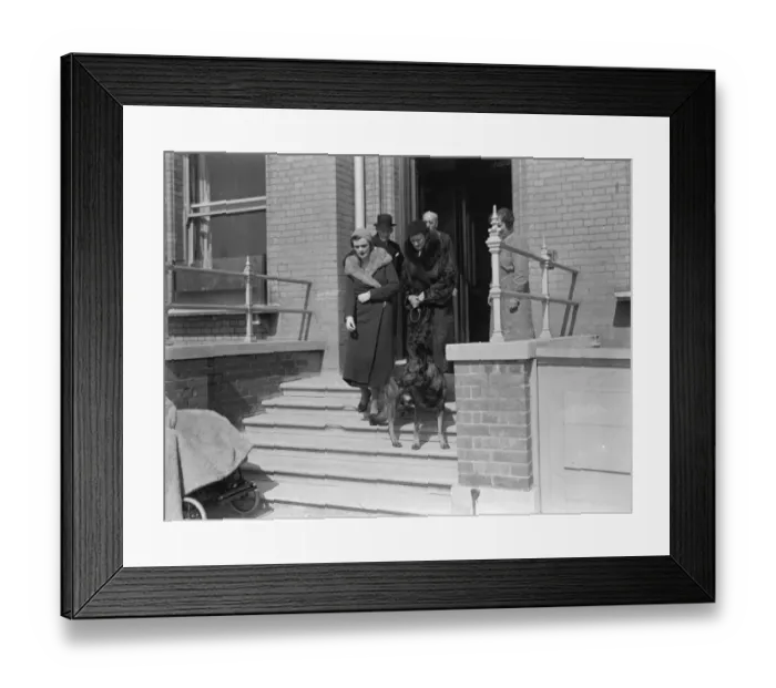 Framed Print : Mrs Charles Sweeney out for first time in Brighton, after her illness. 28 March 1934 Framed Print : Mrs Charles Sweeney out for first time in Brighton, after her illness. 28 March 1934