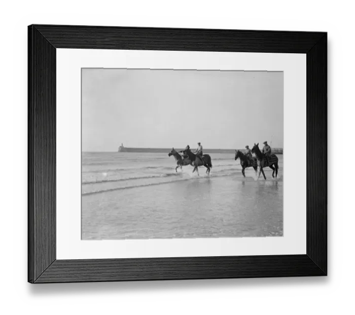 Framed Print : Four racehorses taking the cure in the surf at Seaford. Second from left is Master Orange Framed Print : Four racehorses taking the cure in the surf at Seaford. Second from left is Master Orange