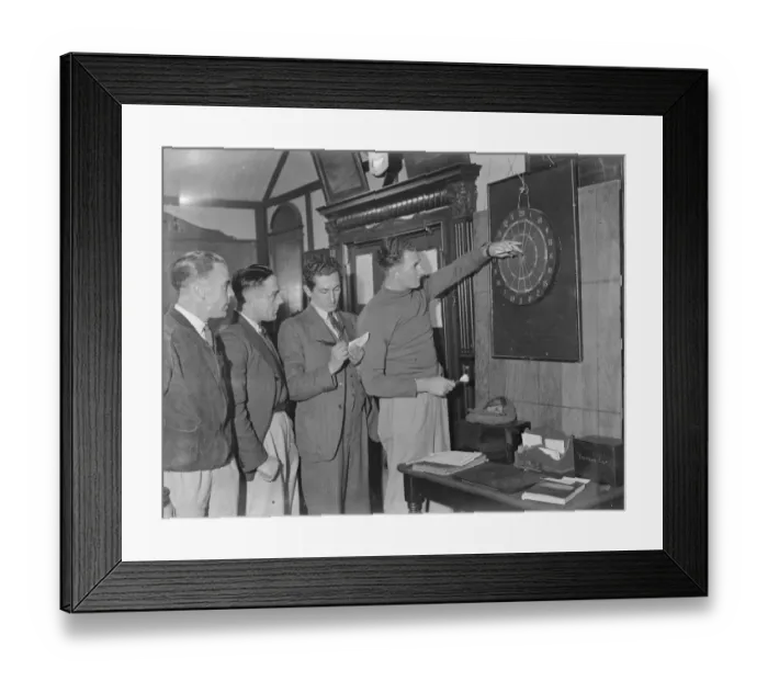 Framed Print : Darts, a pastime indulged in by members of the Arsenal Football Club when in training Framed Print : Darts, a pastime indulged in by members of the Arsenal Football Club when in training