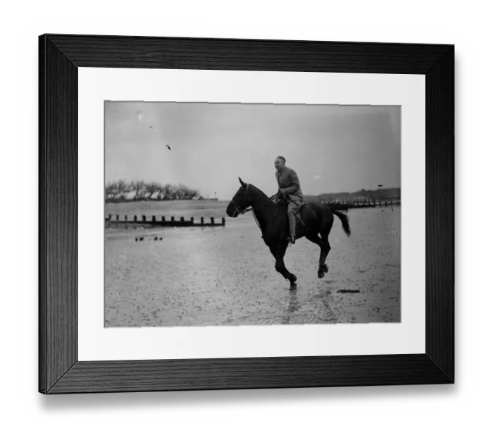 Framed Print : Mr Hore Belisha spends his holiday - on horseback. Away from transport problems Framed Print : Mr Hore Belisha spends his holiday - on horseback. Away from transport problems