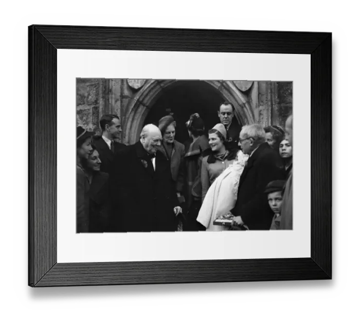 Framed Print : Mr and Mrs Winston Churchill at The Christening of Their Grandchild Mr and Mrs