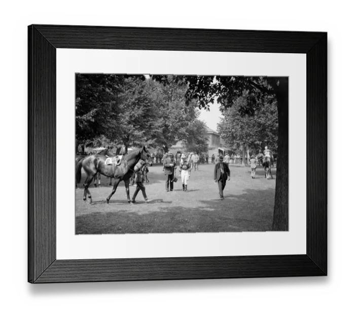 Framed Print : Gatwick Racecourse, Sussex, England. A picturesque scene in the paddock at Gatwick