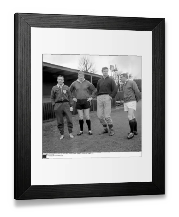 Framed Print : Eastbourne, Sussex: British Lions (left to right) R. Dawson, T. Kiernan, (Captain), W