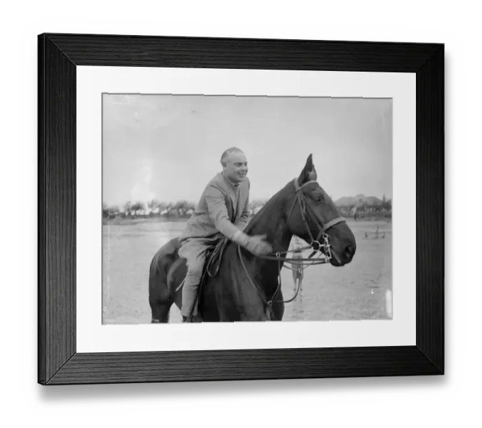 Framed Print : Mr Hore Belisha spends his holiday - on horseback. Away from transport problems Framed Print : Mr Hore Belisha spends his holiday - on horseback. Away from transport problems
