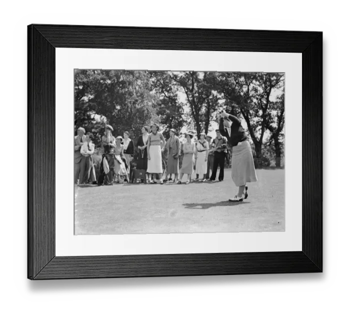 Framed Print : Pam Barton in play in the womens international golf match. Britain met France in Framed Print : Pam Barton in play in the womens international golf match. Britain met France in