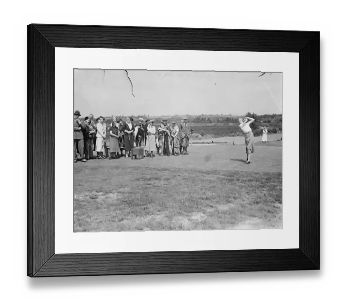 Framed Print : Pam Barton in play in the womens international golf match. Britain met France in Framed Print : Pam Barton in play in the womens international golf match. Britain met France in