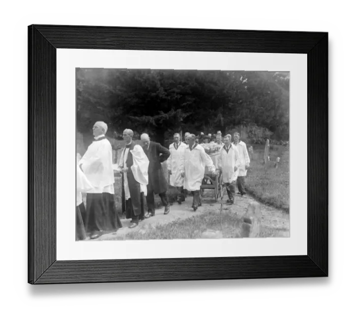 Framed Print : Bearers in shock Villagers in shock acted as bearers at the funeral of Mrs Burrell