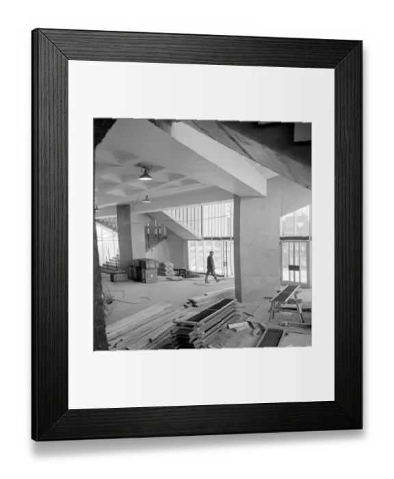 Framed Print : Workmen working on the auditorium of Chichester Festival Theatre in Sussex pictured Framed Print : Workmen working on the auditorium of Chichester Festival Theatre in Sussex pictured