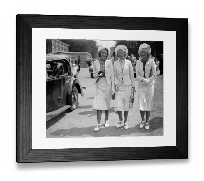 Framed Print : The Mawby Triplets, Claudette, Angela and Claudine, attending Goodwood, West Sussex Framed Print : The Mawby Triplets, Claudette, Angela and Claudine, attending Goodwood, West Sussex